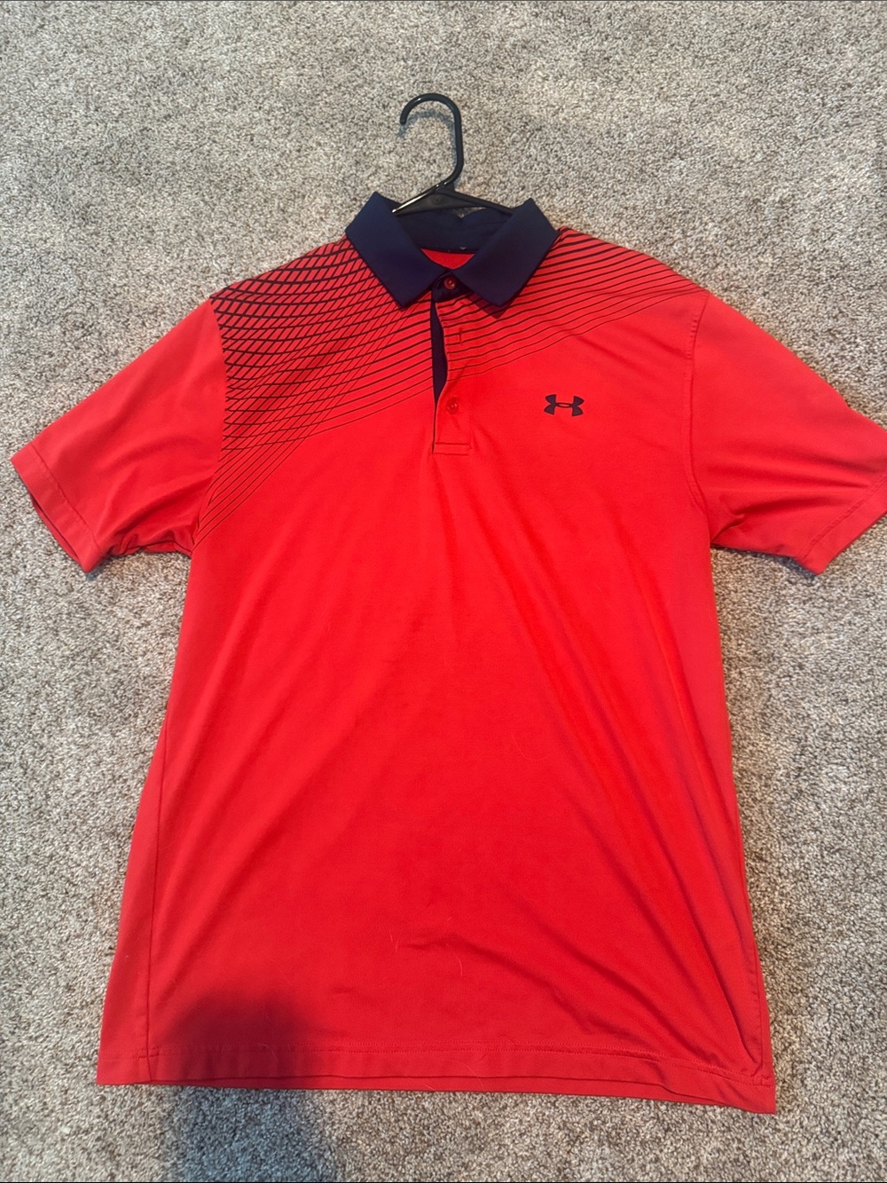 Under Armour Red Polo with Navy Contrast Collar